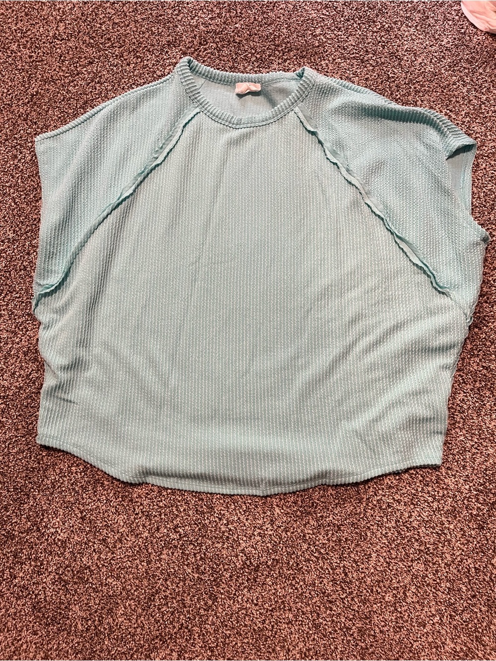 ANDREE BY UNIT Bright Teal Short-Sleeve Ribbed Sweater
